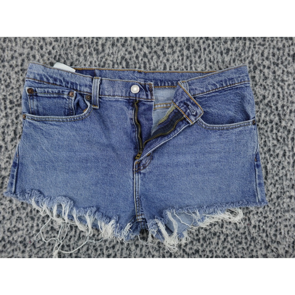 Levis 512 Slim Fit Tapered Denim Cut Off Shorts Mens 32 Blue Medium Wash Raw Hem